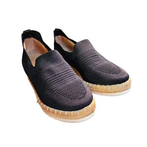 Adrienne Vittadini Sport Size 7.5 Niko Espadrille Platform Shoe Black Slip On